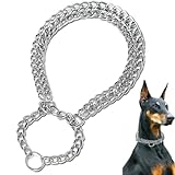 Voarge Hundehalskette aus rostfreiem Edelstahl, Kettenwürger zweireihig Chrom, ideal für kurzhaar...