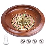 Extguds 16 Zoll Holz Roulette Rad, Handgefertigtes Casino Stil Massivholz Roulette mit 4 Metall...