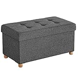SONGMICS Sitzhocker mit Stauraum, klappbare Sitzbank mit Beinen, 38 x 76 x 40 cm Fußbank,...