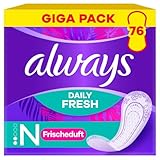 Always Dailies Slipeinlagen Damen Fresh & Protect Normal (76 Binden), Giga Pack, mit dezentem Duft,...