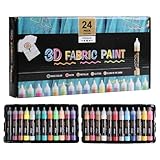 Generisch Stoffmalfarben Set | Art Fabric Paint Set - 30Ml Bastelbedarf Wasserdicht 24 Farben Für...