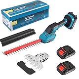 Akku Heckenschere 21V Elektrische Heckenschere Akku Grasscheren, 2 in 1 Schnurlose Grasschere und...
