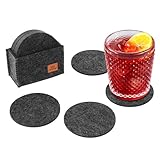 Van Henry Filz-Glasuntersetzer Bieruntersetzer rund - Filz Untersetzer in dunkelgrau für Gläser,...