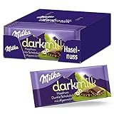 Milka Dark Milk Haselnuss 16 x 85g, Alpenmilch Schokolade mit extra Kakao, Noch schokoladiger