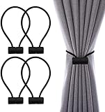 VEGCOO 4 Stück Magnetische Gardinen Raffhalter, Schwarz Gardinen Halter mit Magneten, Vorhang...