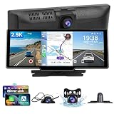 Hodozzy Tragbares Apple Carplay Bildschirm mit 2,5K Dashcam 3 Kanal, 10,26 Zoll IPS Touchscreen...