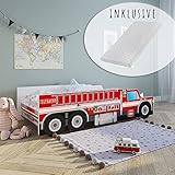 Kids Collective Autobett Kinderbett Jugendbett 70x140 | 80x160 cm mit Rausfallschutz & Matratze |...