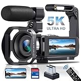 Videokamera 5K Camcorder 64MP 60FPS WiFi 18X Digitalzoom Vlogging Kamera für YouTube, 3.0' IPS...