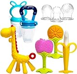 HONGTEYA Beißring für babys 6 Stück Beißring Spielzeug BPA-frei Fruchtsauger Baby 2 Silikon...
