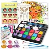 lenbest Kinderschminke Set - Schminke Kinder 17 Farben Glitzer Pinsel Schablonen - Halloween...
