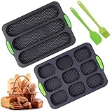 LUCKNIGHT Brötchen Backform, Silikon Baguette Backform Antihaft Baguetteform Baguette Backblech...