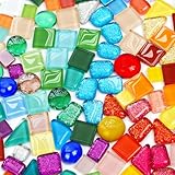 AUAUY Mosaiksteine Bunt Mosaik Steine Glasmosaiksteine Bastelmix Unregelmäßig Gemischte Glasmosaik...