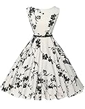 Damen rockabilly kleid 50er jahre kleid Blumenmuster festliche kleider Sommerkleid Größe M...