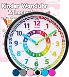 Honey's Heaven Wanduhr für Kinder - Lernuhr zum Lernen der Uhrzeit - analoge Kinderuhr ohne Tick...