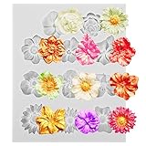 3D Blumem Silikonformen Polymer Clay Form Blumenform Epoxidharz Formen Silikon Fondant Form Set...