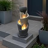 Arnusa Gartenbrunnen mit LED Beleuchtung mit Dekobecken Springbrunnen Wasserspiel Zimmerbrunnen für...