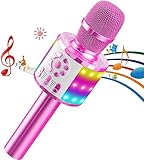 Karaoke Mikrofon Kinder, Drahtloses Bluetooth Mikrofon mit LED, Geschenke Mädchen 3-12 Jahre,...