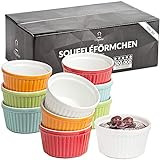 Chefarone® Soufflé Förmchen Backofenfest 10er Set - Creme Brulee Schälchen Keramik zum Backen...