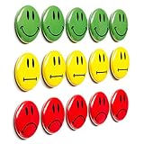 15 bunte Smileys Magnetbuttons (5 gruene lachende Smileys / 5 gelbe neutrale Smileys / 5 rote...