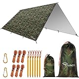 RYACO Tarp 3x4 m Wasserdicht Zeltplane Ultraleicht mit ösen + 6 Erdnägel + 6 Seilen, Anti-UV...