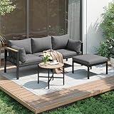 Gegtuon Gartenmöbel Sitzgruppe 3-teilige für Garten für 3-4 Personen, Möbel Lounge Outdoor für...