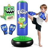 Boxsack für Kinder, 120 cm Dinosaurier-Boxsack mit Boxhandschuhen für 3–8 Jahre, Kinder-Boxset...