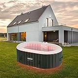 Arebos Whirlpool mit LED Beleuchtung | Aufblasbar | In- & Outdoor | 190x120 cm oval | 2 Personen |...