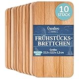 Creative Home 10 x Frühstücksbrettchen Holz Set | 22.5 x 12.5 x 1.2 cm | Holzbrettchen...