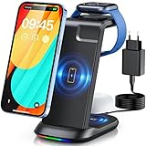3 in 1 Kabellose Ladestation, Wireless Charger mit 18W Fast-Charging Adapter für iPhone 14/13/12/11...