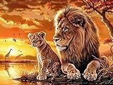 Diamond Painting für Erwachsene, Tier Löwen 2 5D Diamant Painting Bilder Erwachsene Anfünger, DIY...