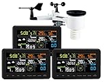 Profi Funk Wetterstation Froggit WH3000 SE PRO TRIPLE (3 Displays) - WiFi Internet Wetterstation...