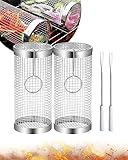 2 STÜCK Rolling Grillkorb mit Gabel - Grilling Basket Edelstahl Grill Korb mit Griff, BBQ Grill...