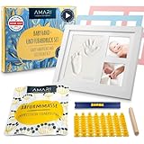 Amari® Gipsabdruck Set Baby Hand- und Fuß – Abdruckset Baby mit Bilderrahmen - Baby Geschenk -...