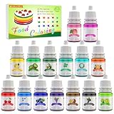 Lebensmittelfarbe - 15 Flüssige Lebensmittel Farben Set für Kuchen Backen, Kekse, Macaron -...