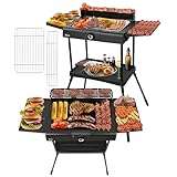 2in1 Elektro Grill Standgrill Tischgrill elektrisch 2.400 Watt - Elektrogrill für Balkon, Draußen...