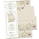 TATMOTIVE Wildblumen 25 Sets Briefpapier mit Umschläge, Feines Design, erstklassiges 90g...