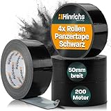 Hinrichs Panzertape schwarz - 4 Rollen 50m x 50mm Gewebeband - extra starkes Klebeband -...