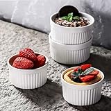 Creme Brulee Schälchen, 4 Stück Souffle Förmchen 200ml Auflaufform Klein, Keramik Ragout Fin...