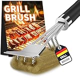 Grillbürste Messing, TNTOR Grill Messingbürste mit Langer Borsten, Edelstahl Spatel und Extra...