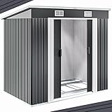 GARDEBRUK® L Metall Gerätehaus 2m² mit Fundament 196x122x182cm Schiebetür Anthrazit...