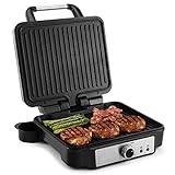 YASHE Kontaktgrill, 4 Scheiben Panini Grill Antihaftbeschichtete Platten, 1800W Toaster...