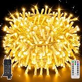 Ollny LED Lichterkette außen 20m 200LED, Lichterkette Strombetrieben mit Fernbedienung und Timer, 8...