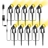 Bomcosy Gartenbeleuchtung, 32M/10er Set Gartenleuchte mit Erdspieß, DC 27V 2000lm IP65 Wasserdicht...