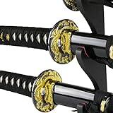 Epic Swords Katana Wakizashi Tanto Black Dragon Samuraischwert Set Deko stumpf mit Schwertständer...
