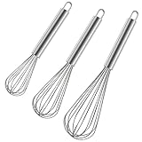 Polly Online Edelstahl-Schneebesen-Set, 3er-Pack Ballon-Schneebesen zum Kochen, Verquirlen, Mischen...