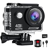 4K Action Cam mit 64G SD Card, 40M Unterwasserkamera WiFi 170° Helmkamera HD 20MP Wasserdicht...