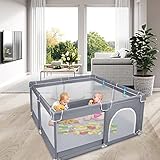 UISEBRT Laufstall Baby Laufgitter Schutzgitter mit Rutschfester Basis und Atmungsaktivem Netz,...