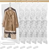 6Pcs Vakuumbeutel für Kleidung mit Handpumpe, 110x70cm Hängende Vakuumierbeutel Vakuum...