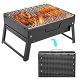 Pasdrucn Tragbarer Holzkohlegrill Edelstahl, Tragbar Camping Grill BBQ, Tischgrill Campinggrill,...