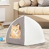 YIYAHOME Katzenbett Katzenhöhle, Faltbare Katzenbett mit Waschbaren Kissen, Katzenzelt für...